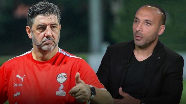 مدرب المنتخب الوطني روي فيتوريا ومساعده أيمن عبد العزيز