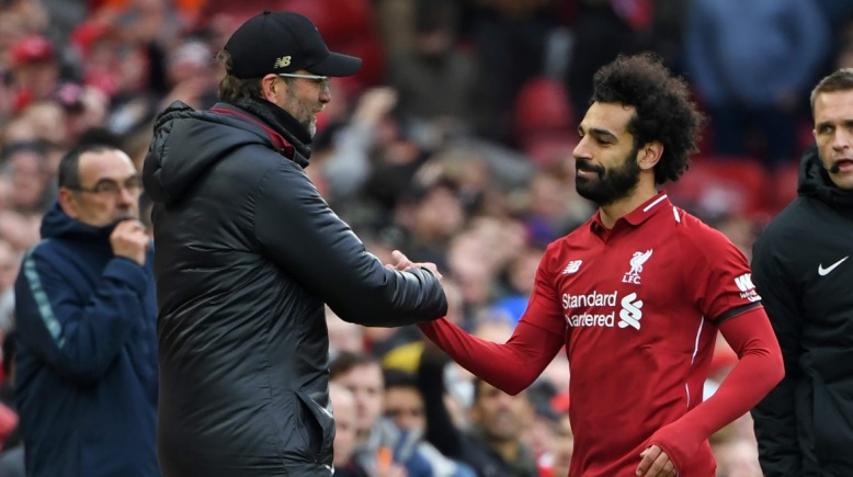 يورجن كلوب مدرب  ليفربول ومحمد صلاح 