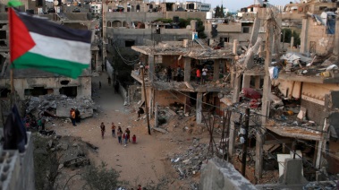 منطقة في غزة مدمرة جراء صواريخ إسرائيل