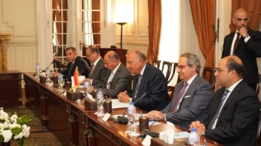 وزير الخارجية سامح شكري في جلسة تشاورية مع نظيرة اليوناني