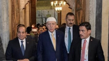 الرئيس التركي أردوغان خلال زيارته لضريح الإمام الشافعي برفقة الرئيس السيسي