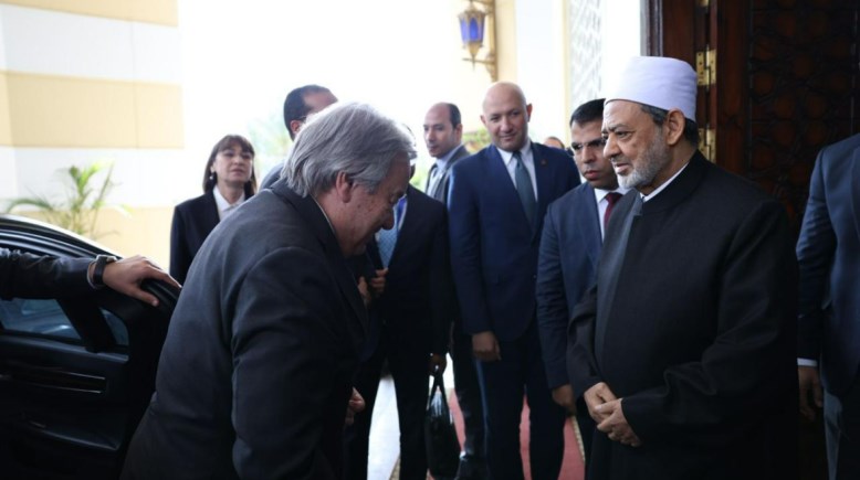 شيخ الأزهر يستقبل أمين الأمم المتحدة