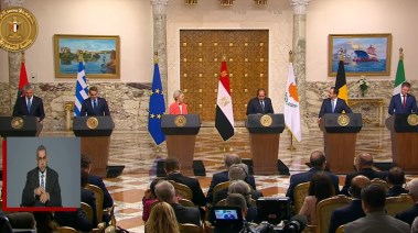 الرئيس السيسي أثناء مؤتمر صحفي مع رئيسة المفوضية الأوروبية