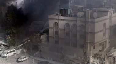 مبنى القنصلية الإيرانية بعد استهدافه