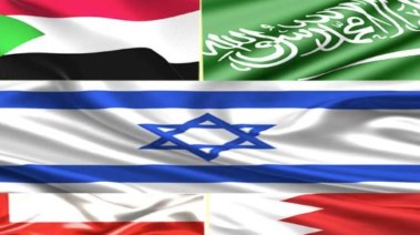 علم الإحتلال الإسرائيلي مع بعض من أعلام الدول العربية