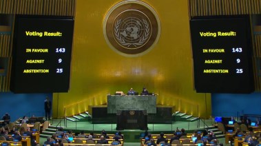 نتائج التصويت على قرار عضوية فلسطين بمجلس الأمن