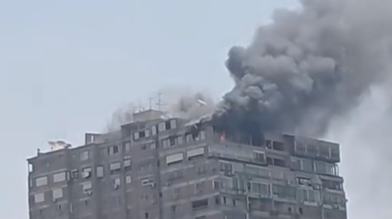  حريق هائل فى برج سكنى بمنطقة الزمالك 