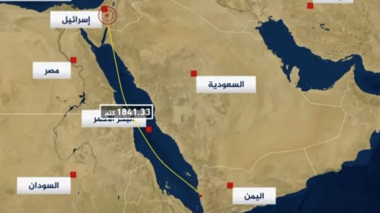 خريطة توضح طريق الطائرات الإسرائيلية