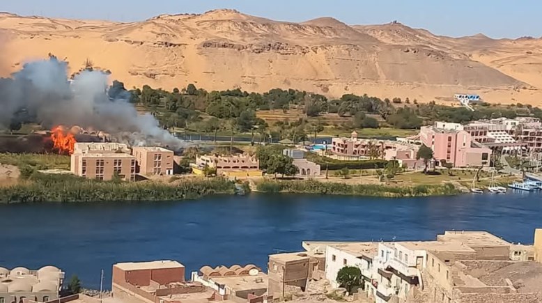 حريق بأحد الجزر النيلية بأسوان