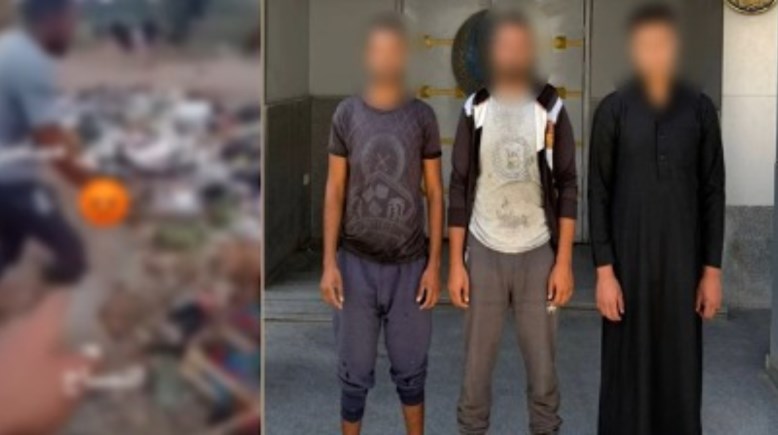 المتهمين وجانب من الواقعة  المتهمين وجانب من الواقعة