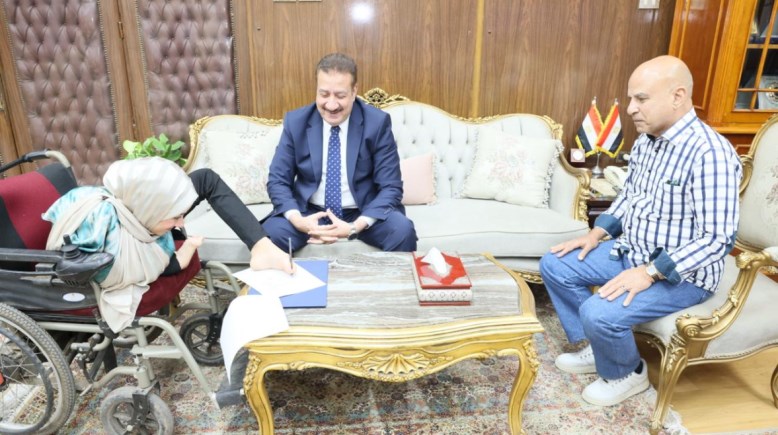 محافظ المنوفية يحقق أمنية ندى علام ويوفر لها عمل