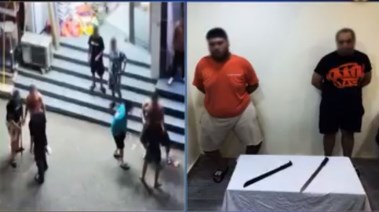 المتهمان بعد ضبطهما.. وجانب من الواقعة (يسار)