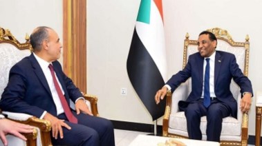 الدكتور بدر عبد العاطي وزير الخارجية والهجرة وشئون المصريين بالخارج مع الدكتور كامل إدريس رئيس الوزراء السوداني