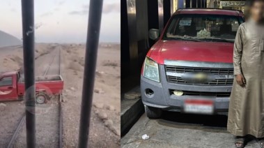 المتهم والسيارة التي كان يستقلها وقت الحادث