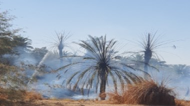 لحظة السيطرة على الحريق 