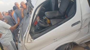 حادث انقلاب ميكروباص بالطريق الأوسطي بمحافظة القليوبية