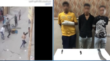 المتهمون في الواقعة وجانب من الفيديو 