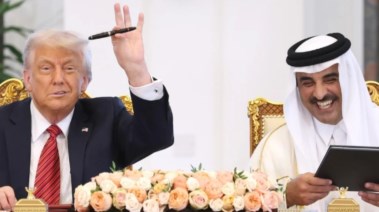 الرئيس الأمريكي دونالد ترامب وأمير قطر تميم بن حمد