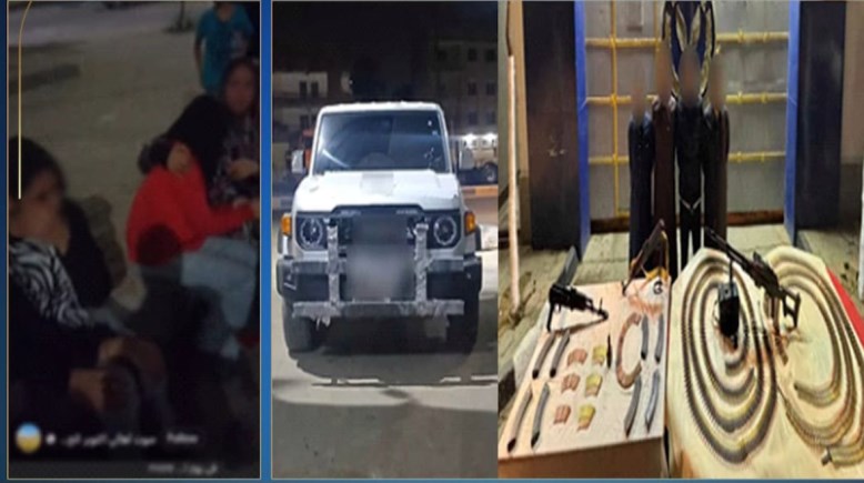 المتهمون بعد ضبطهم ولقطة من الفيديو 