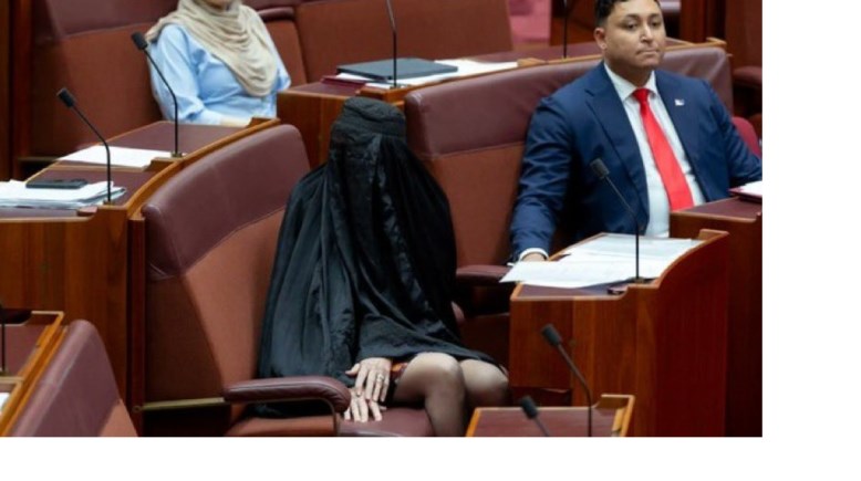 بولين هانسون ترتدي النقاب في جلسة مجلس الشيوخ 