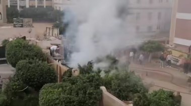 نشوب حريق هائل داخل مدرسة إبتدائي بالمنيا