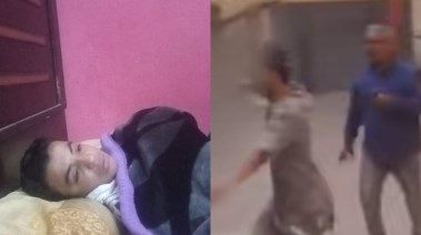 جانب من الواقعة، والمصاب (يسار) 