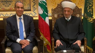 وزير الخارجية والهجرة بدر عبدالعاطي، والشيخ عبد اللطيف دريان مفتي الجمهورية اللبنانية