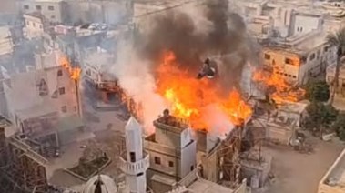 جانب من حريق استديو مصر