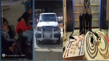 المتهمون بعد ضبطهم ولقطة من الفيديو 