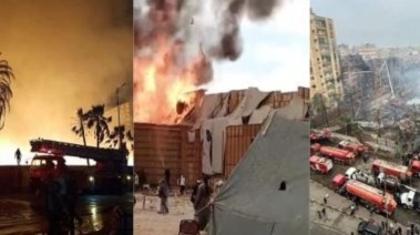 حريق استوديو  الأهرام واستوديو مصر والحي الشعبي بمدينة الانتاج الإعلامي 