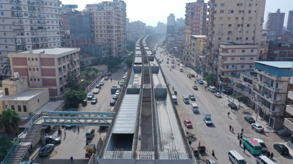 جانب من أعمال المرحلة الأولى من مشروع مترو أبو قير – محطة مصر