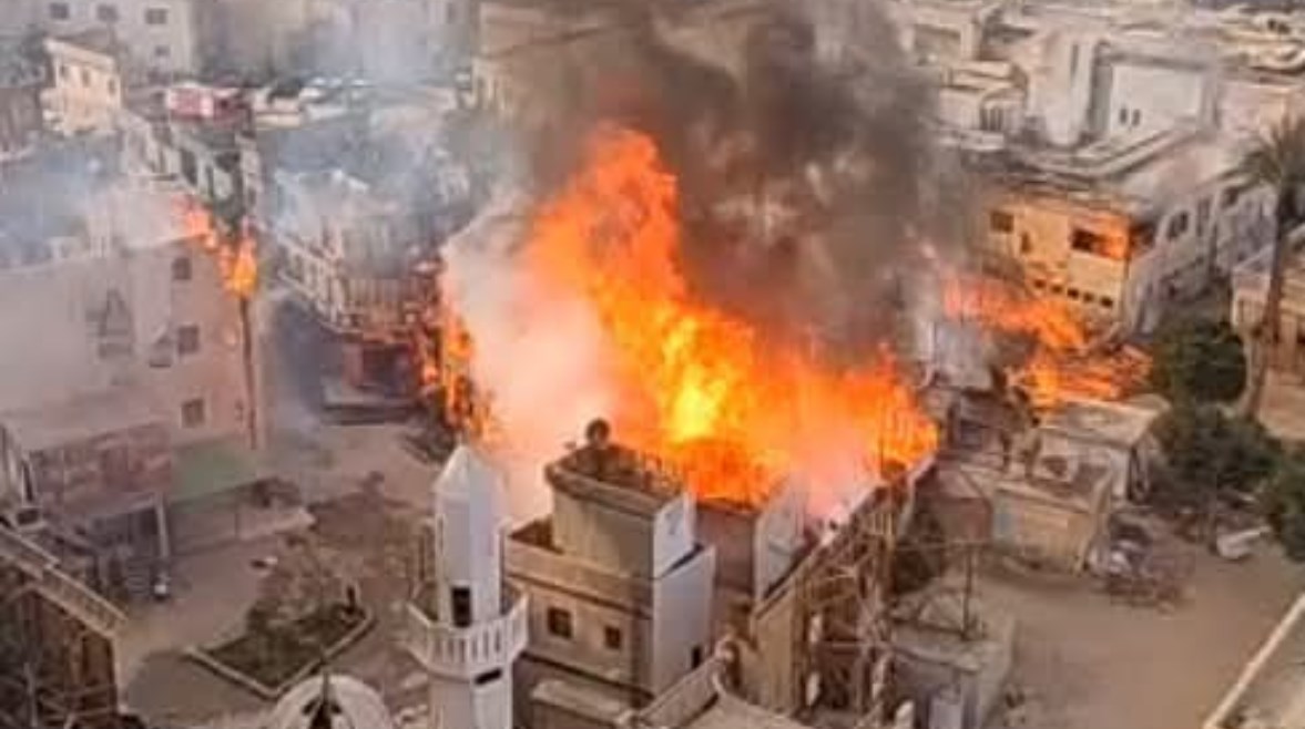 جانب من حريق استديو مصر