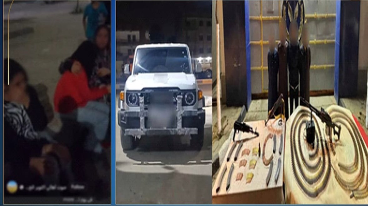 المتهمون بعد ضبطهم ولقطة من الفيديو 