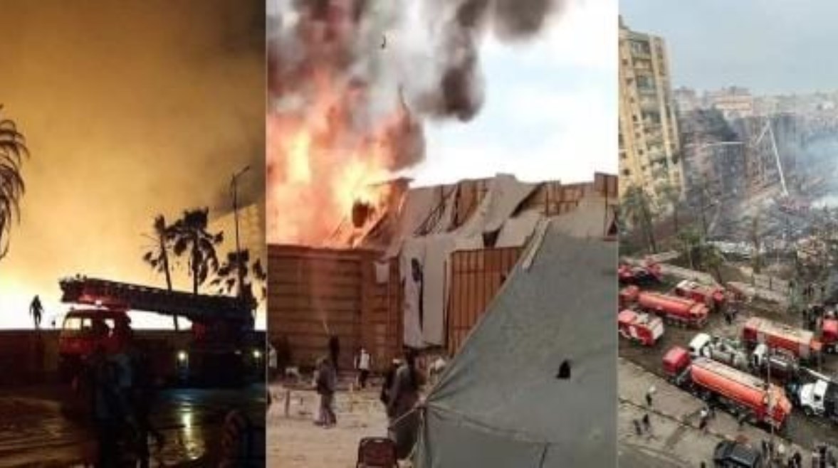 حريق استوديو  الأهرام واستوديو مصر والحي الشعبي بمدينة الانتاج الإعلامي 