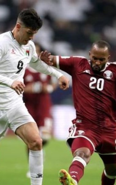 من مباراة قطر وفلسطين