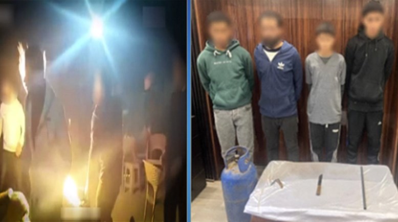 المتهمون بعد ضبطهم ولقطة من الفيديو 