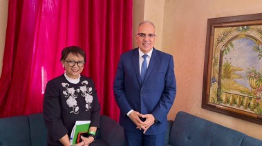 وزير الرى الدكتور هاني سويلم مع مبعوثة الأمين العام للأمم المتحدة الخاصة لشئون المياه ريتنو مارسودى