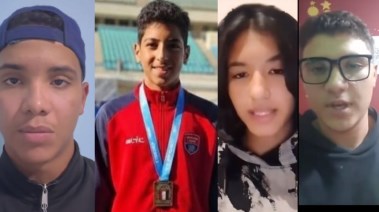 السباح يوسف محمد وجزء من السباحين الذين أعلنوا مقاطعتهم للبطولة