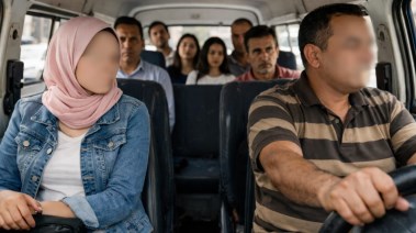 صورة لسيدة إلى جانب سائق بالـ AI