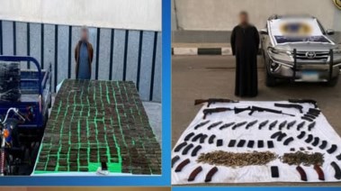 بعض المتهمين وجانب من المضبوطات