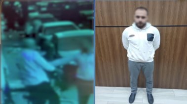 المتهم بعد ضبطه وجانب من الفيديو 