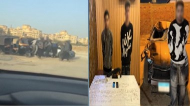 المتهمون بعد ضبطهم ولقطة من الفيديو 