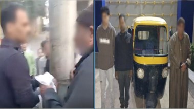 المتهمين بعد ضبطهم ولقطة من الفيديو 