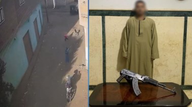 المتهم بعد ضبطه ولقطة من الفيديو 