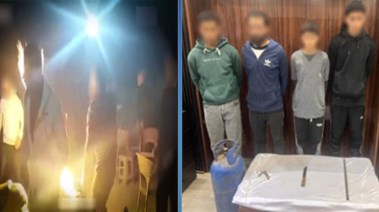 المتهمون بعد ضبطهم ولقطة من الفيديو 