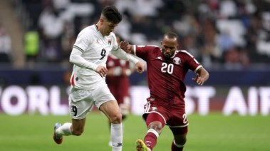 من مباراة قطر وفلسطين