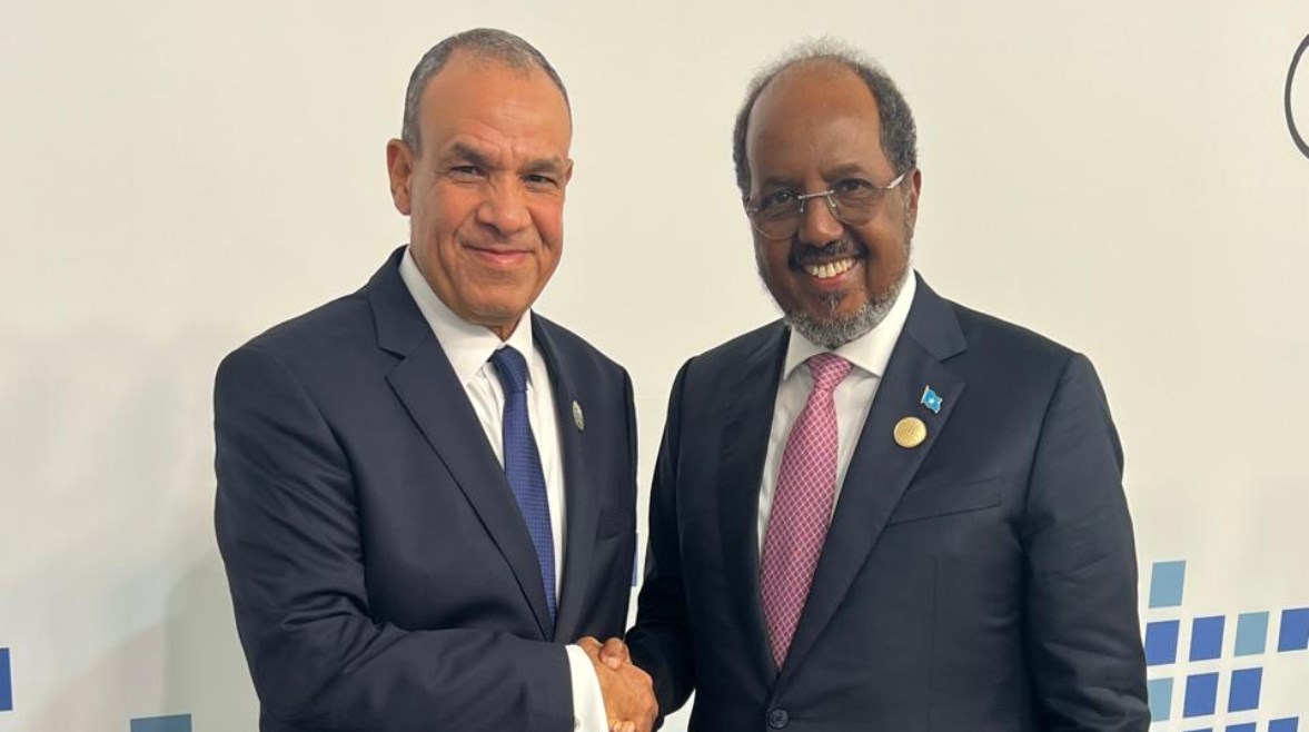  وزير الخارجية والهجرة الدكتور بدر عبد العاطي ورئيس جمهورية الصومال الفيدرالية حسن شيخ محمود