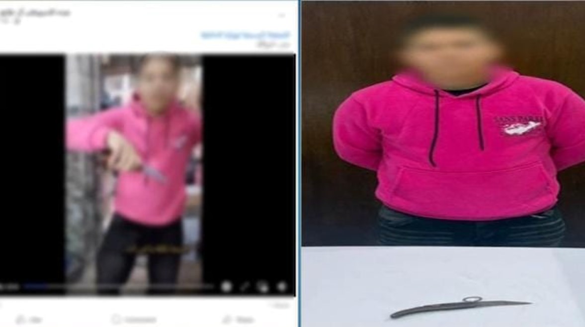 المتهم بعد ضبطه ولقطة من الفيديو 