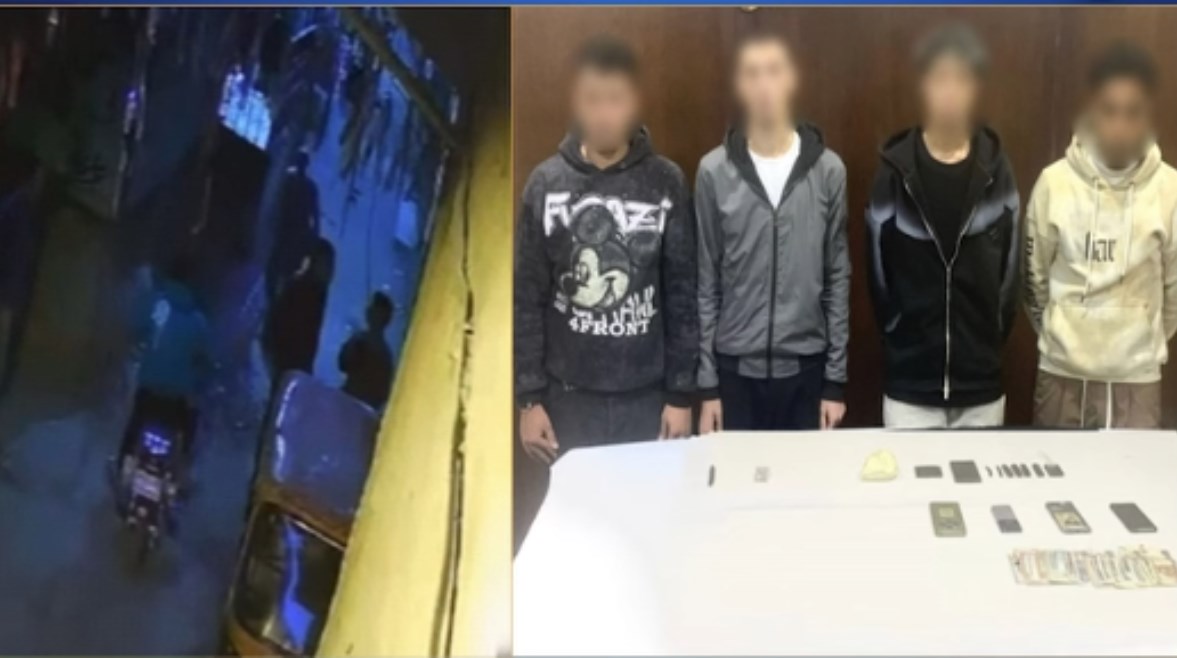 المتهمين بعد ضبطهم ولقطة من الفيديو 