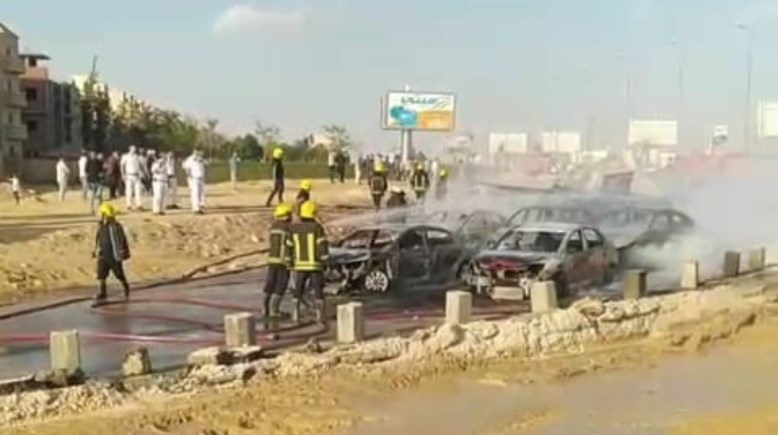 حريق عدد من السيارات بأكتوبر